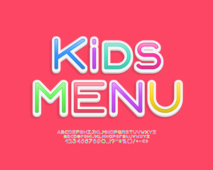 Bright banner Kids Menu with sticker style font