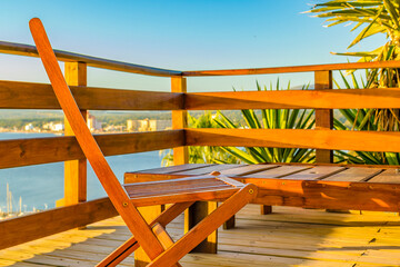 Beautiful sunny day ar sea front balcony house, piriapolis, uruguay