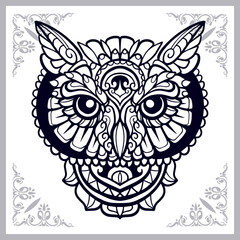 beautiful owl bird zentangle arts. isolated on white background