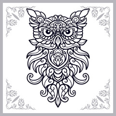 beautiful owl bird zentangle arts. isolated on white background