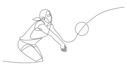 Continuous line Volleyball player vector.