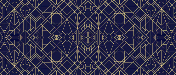 Abstract Art Deco geometric blue background