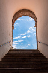 Staircase toward a blue sky (heaven)