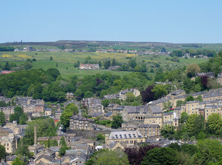 erial view of the town of hebden bridge in west yorkshire in summer