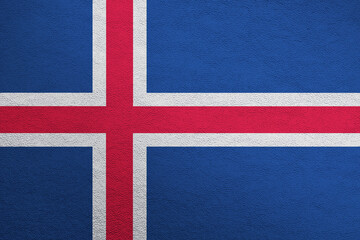 Modern shine leather background in colors of national flag. Iceland