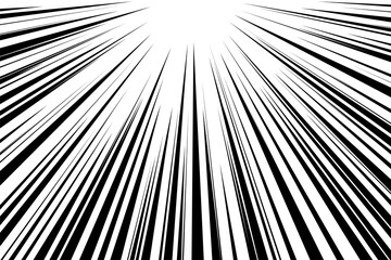 Comic strip radial motion lines. Anime comics book hero speed or fight action texture sharp rays. Manga cartoon drawing explosions background. Vector graphic eps illustration