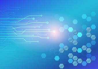 Digital Circuit and Hexagon Futuristic Technology Abstract Background