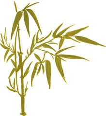 Obraz premium Watercolor japan leaf, Watercolor illustrations Bamboo Watercolor Asian Style Painting.