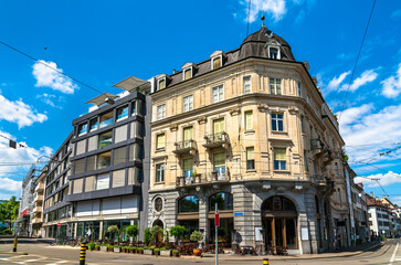 Traditional architecture of the old town of Basel in Switzerland