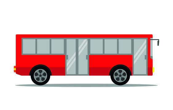 Red city bus,Cartoon bus vector, Flat style concept of public transport.