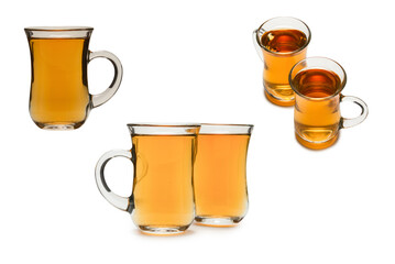 A turkish glass of tea isolated on white background.