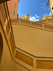 The Basilica of Saint-Michael the Archangel in Menton, France. The tall bell tower on the right...
