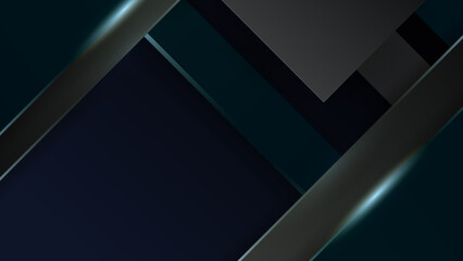 Obraz premium Abstract dark black and green background illustration with geometric graphic elements