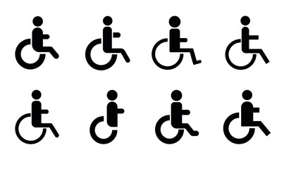 A set of disabled icons. A symbol for parking cars and for symbols in the toilet. Modern icons. EPS 10