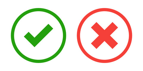 green tick and red cross mark