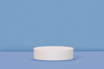 Podium minimal abstract background , 3D stage podium display product , stand to showcase products, isolated on blue background , illustration 3D Rendering