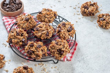 Healthy oatmeal banana cookies with chocolate chips