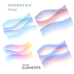 Set Abstract lines colors design element on white background of angle waves. Vector Illustration eps 10 for grunge elegant business card, print brochure, flyer, banners, cover book, label, fabric