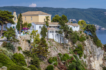 Obraz premium Buildings of Palaiokastritsa Monastery on Corfu Island, Greece