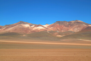 Fototapeta na wymiar Stunning Landscape of the Salvador Dali Desert or Dali Valley in Eduardo Avaroa Andean Fauna National Reserve, Potosi Department, Bolivia, South America