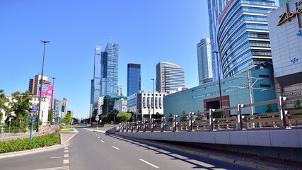 Fototapeta na wymiar View of road traffic on street in the city centre.