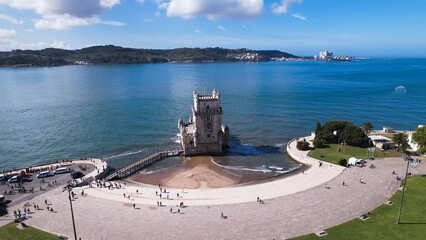 The Belem Tower (Torre de Belém) was built between 1514 and 1520 in a Manuelino style by the...