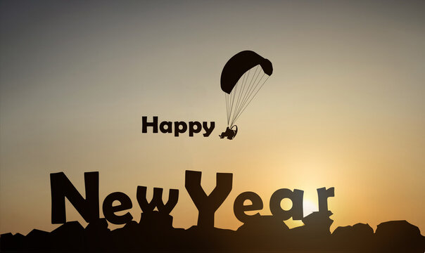 Man driving a paramotor says he is happy new year