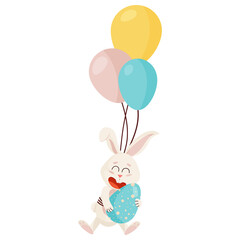 Bunny Character. Flying and Laughing Funny, Happy Easter Rabbit.