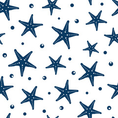 Marine seamless pattern with starfish