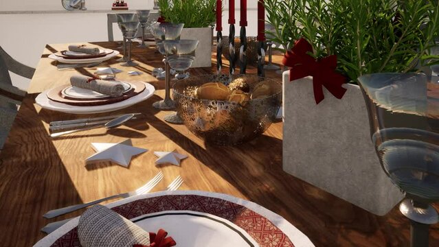 Festlich gedeckter Esstisch - 3D-Animation