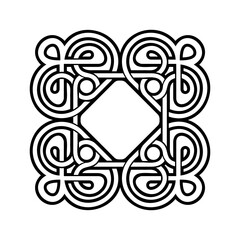 Black and white Celtic knot. Pattern with endless knots in the Gothic style. Scandinavian pattern.
