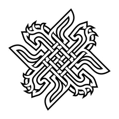 Black and white Celtic knot. Pattern with endless knots in the Gothic style. Scandinavian pattern.
