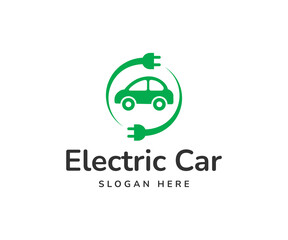 Electric Car Logo Design, Ecomotive Logo Template.