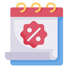 Discount Date Calendar flat icon. Can be used for digital product, presentation, print design and more.