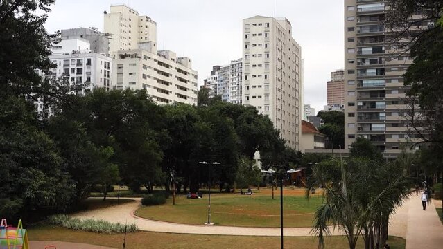 Sao Paulo, Brazil: newly opened Parque Augusta city park between buildings