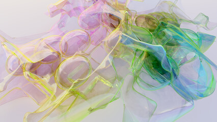 colorful smsoap bubble splash foam pastel colors background abstract liquid 3D illustration oke on white