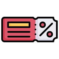 Coupon Discount filled line color icon. Can be used for digital product, presentation, print design and more.