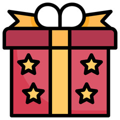 Gift Box filled line color icon. Can be used for digital product, presentation, print design and more.