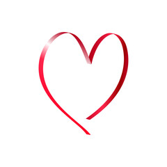 Realistic red ribbon in the form of heart for decoration. Illustrations for valentine's day.