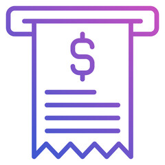 Receipt Bill line gradient icon. Can be used for digital product, presentation, print design and more.