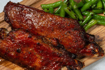 grilled steak wings with vegetables