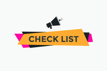 Colorful web banner Check list. Icon sticker
