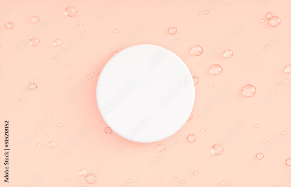 Aufkleber natural beauty podium backdrop for product display with water drops surface. 3d rendering. top view.