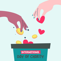 International Day of Charity Background Illustration Vector. Charity Day Web Banner Illustration