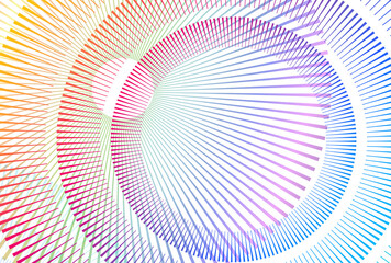 Abstract spiral rainbow design element on white background of twist lines. Vector Illustration eps 10. Colourful waves with lines created using Blend Tool. Templates for multipurpose presentation