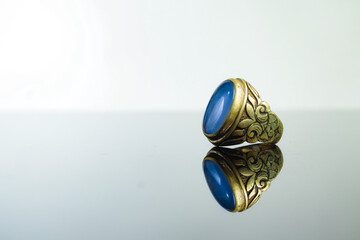 Copy space agate brass ring