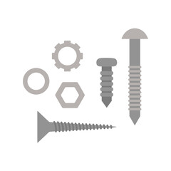 cartoon screws, bolts and nuts isolated on white