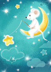 Obraz na płótnie Canvas mouse and moon
