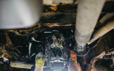 cardan shaft of a car, repair of transmission of a rear-wheel drive car