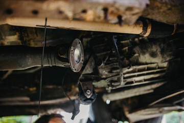 cardan shaft of a car, repair of transmission of a rear-wheel drive car
